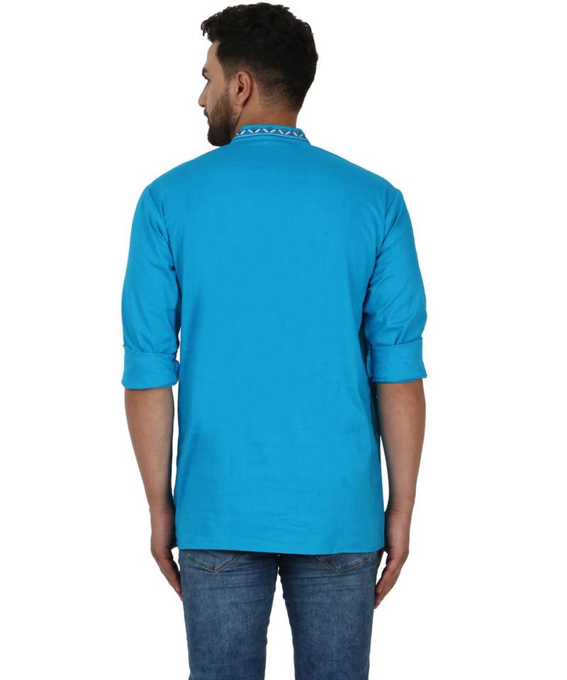 Blue PLAIN Cotton KURTA 