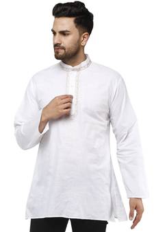 White PLAIN Cotton KURTA 