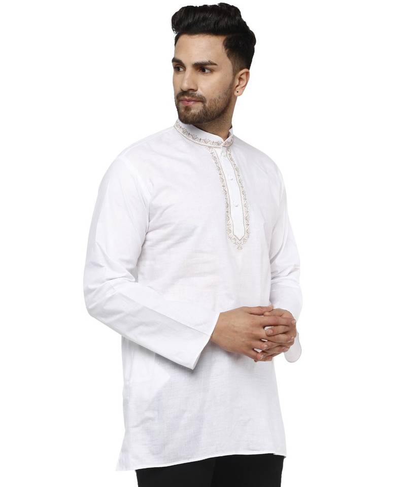 White PLAIN Cotton KURTA 