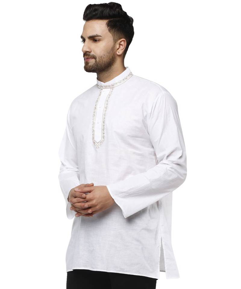 White PLAIN Cotton KURTA 
