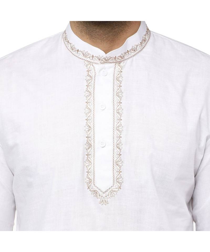 White PLAIN Cotton KURTA 