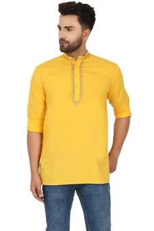 Yellow PLAIN Cotton KURTA 