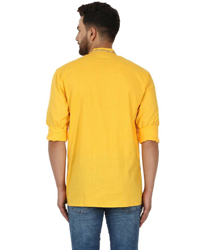Yellow PLAIN Cotton KURTA 