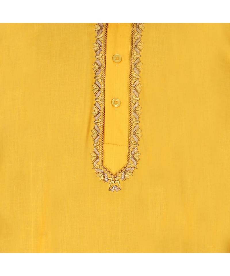 Yellow PLAIN Cotton KURTA 