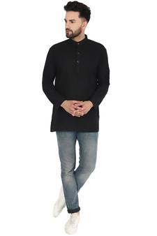 Black PLAIN Cotton KURTA 