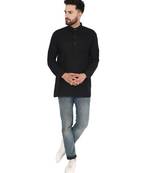 Black PLAIN Cotton KURTA 