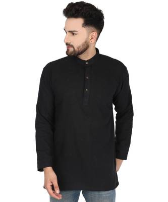 Black PLAIN Cotton KURTA  2