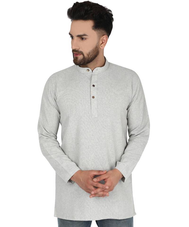 Grey PLAIN Cotton KURTA 