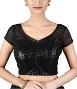 Black Sequence illusion neck Designer Blouse
