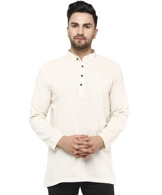 White PLAIN Cotton KURTA  1
