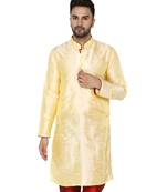 Beige PLAIN ART_SILK KURTA 