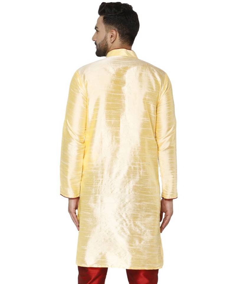 Beige PLAIN ART_SILK KURTA 