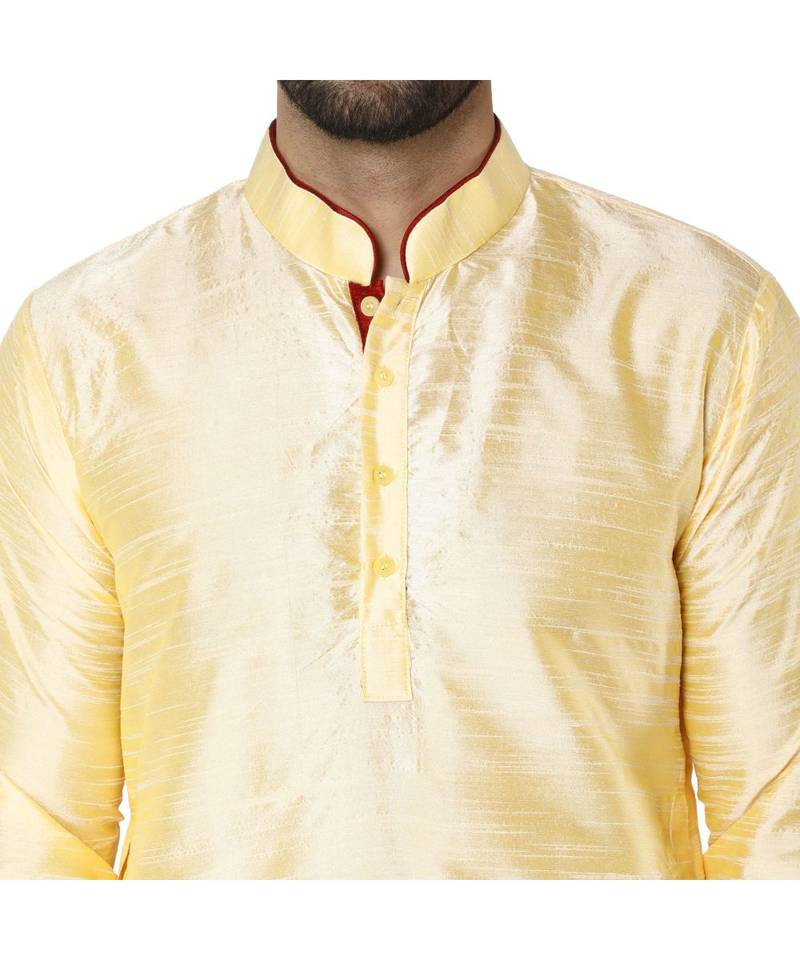 Beige PLAIN ART_SILK KURTA 