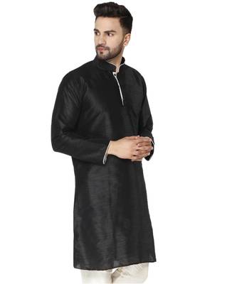 Black PLAIN ART_SILK KURTA  2