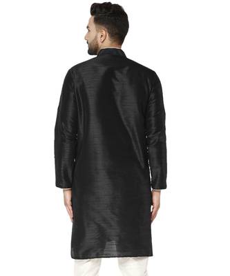 Black PLAIN ART_SILK KURTA  4