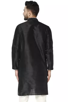 Black PLAIN ART_SILK KURTA 