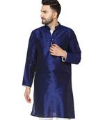 Blue PLAIN ART_SILK KURTA 
