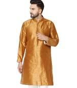 Brown PLAIN ART_SILK KURTA 