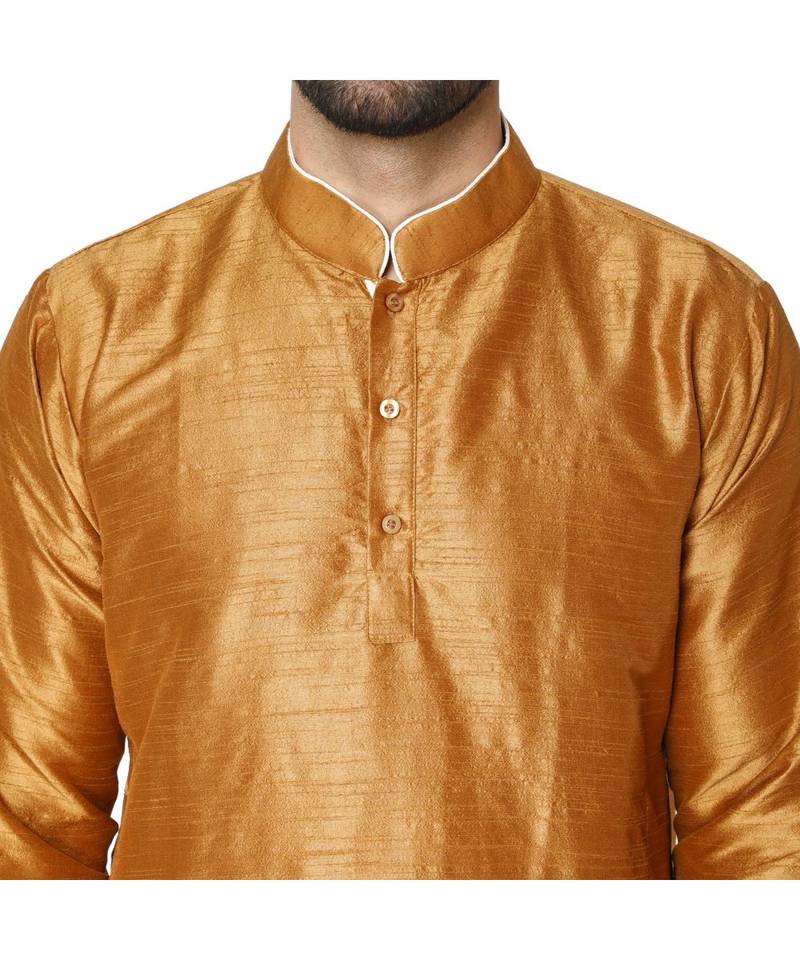 Brown PLAIN ART_SILK KURTA 