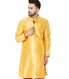 Gold PLAIN ART_SILK KURTA 