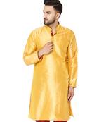Gold PLAIN ART_SILK KURTA 
