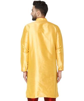 Gold PLAIN ART_SILK KURTA  4