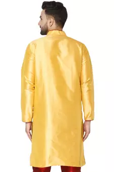 Gold PLAIN ART_SILK KURTA 