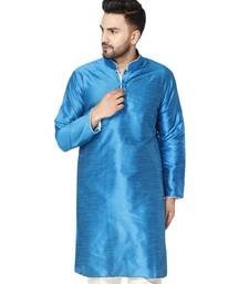 Blue PLAIN ART_SILK KURTA 