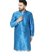 Blue PLAIN ART_SILK KURTA 