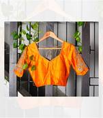 Orange Raw silk Designer Blouse