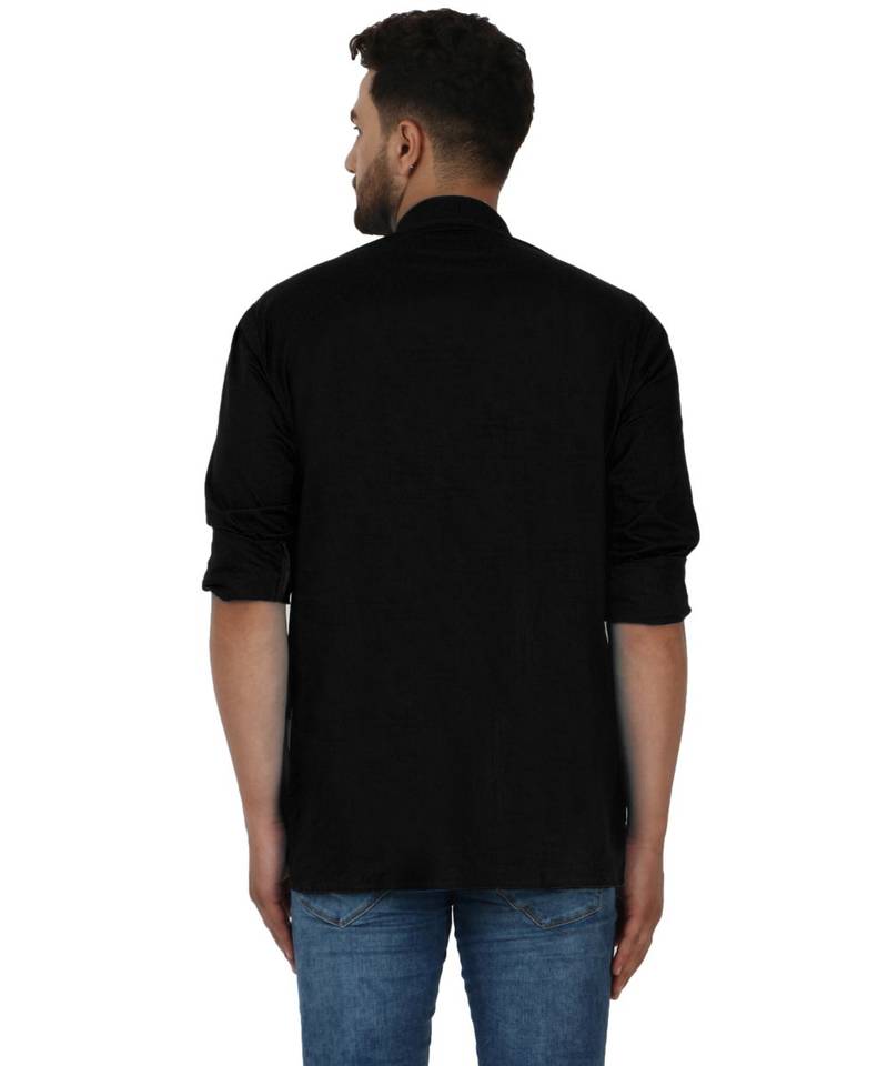 Black PLAIN Cotton KURTA 