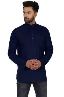 Blue PLAIN Cotton KURTA 