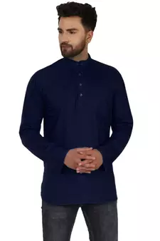 Blue PLAIN Cotton KURTA 