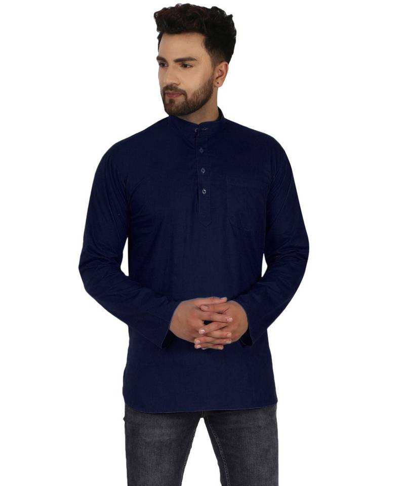 Blue PLAIN Cotton KURTA 