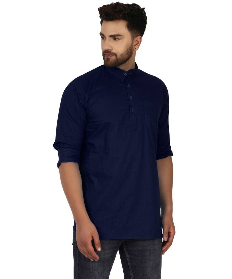 Blue PLAIN Cotton KURTA 