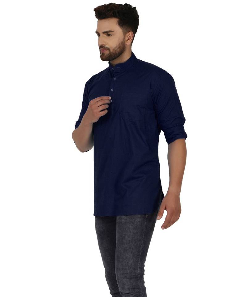 Blue PLAIN Cotton KURTA 