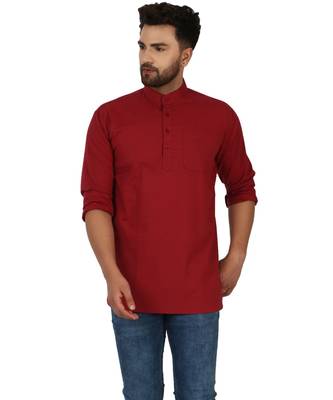 Red PLAIN Cotton KURTA  1