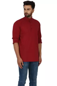 Red PLAIN Cotton KURTA 