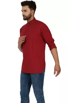 Red PLAIN Cotton KURTA 