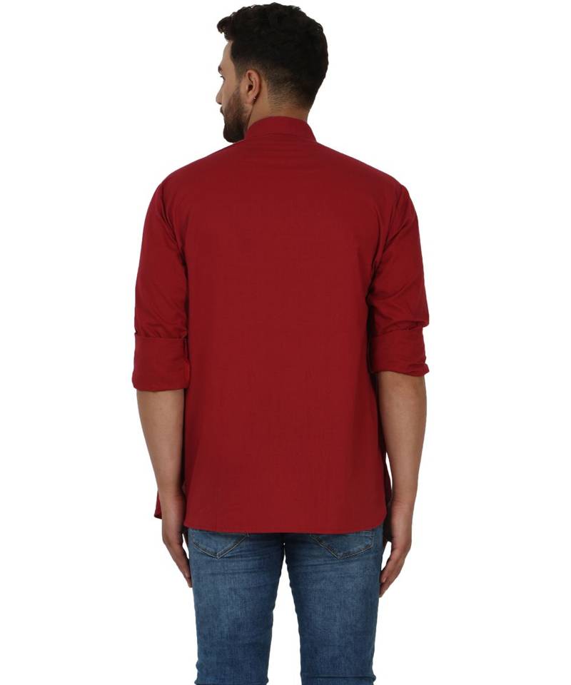 Red PLAIN Cotton KURTA 