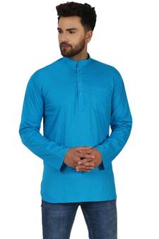Blue PLAIN Cotton KURTA 