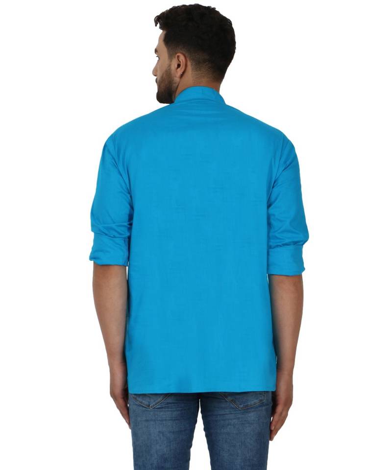 Blue PLAIN Cotton KURTA 