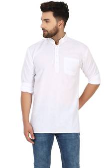 White PLAIN Cotton KURTA 