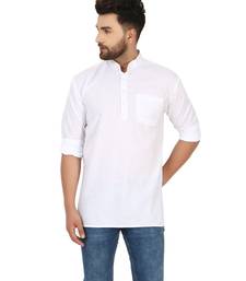 White PLAIN Cotton KURTA 