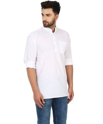 White PLAIN Cotton KURTA  3