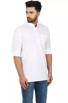 White PLAIN Cotton KURTA 