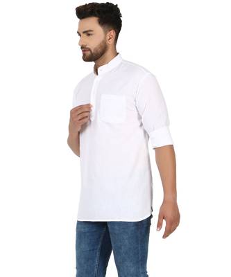 White PLAIN Cotton KURTA  4