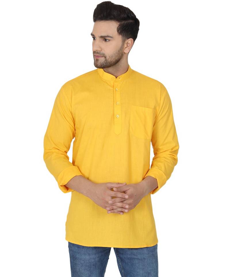 Yellow PLAIN Cotton KURTA 