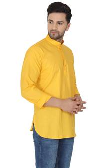 Yellow PLAIN Cotton KURTA 