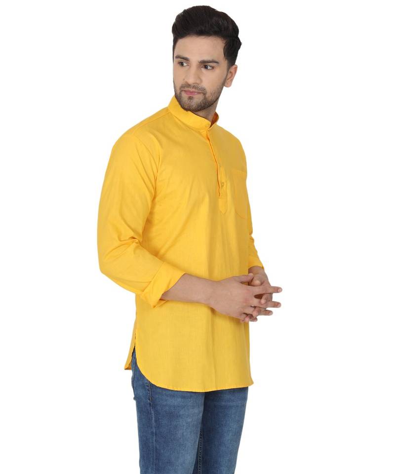 Yellow PLAIN Cotton KURTA 